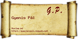 Gyenis Pál névjegykártya